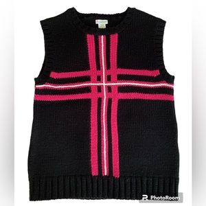 KC Parker Sweater Knit Vest Crewneck Pullover Black Pink Girls Size 7/8